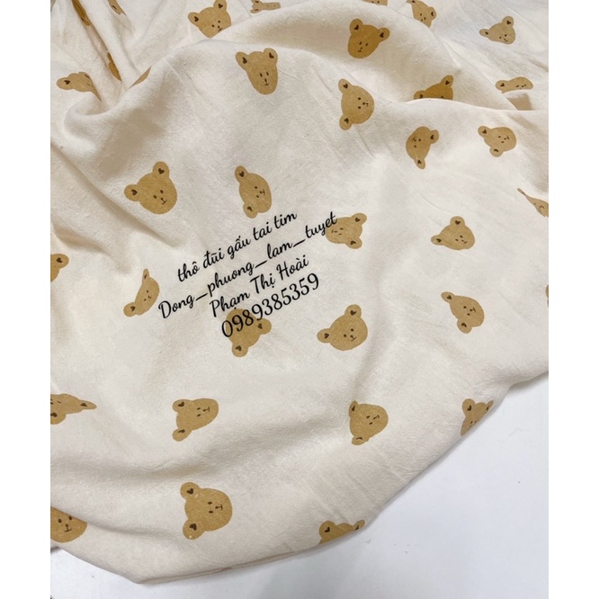 vải thô đũi gấu tai tim 100% cotton mềm mát