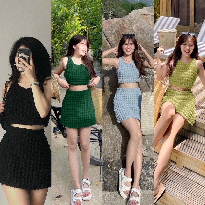 SET ÁO XỐP SÁT NÁCH KÈM CHÂN VÁY