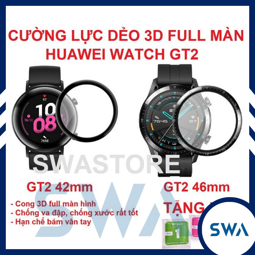 Cường lực 3D dán màn hình Huawei Watch 3 4 pro GT2 GT3 42mm 46mm Runner SE GT2Pro GT3Pro GT Cyber Ultimate full viền SWA