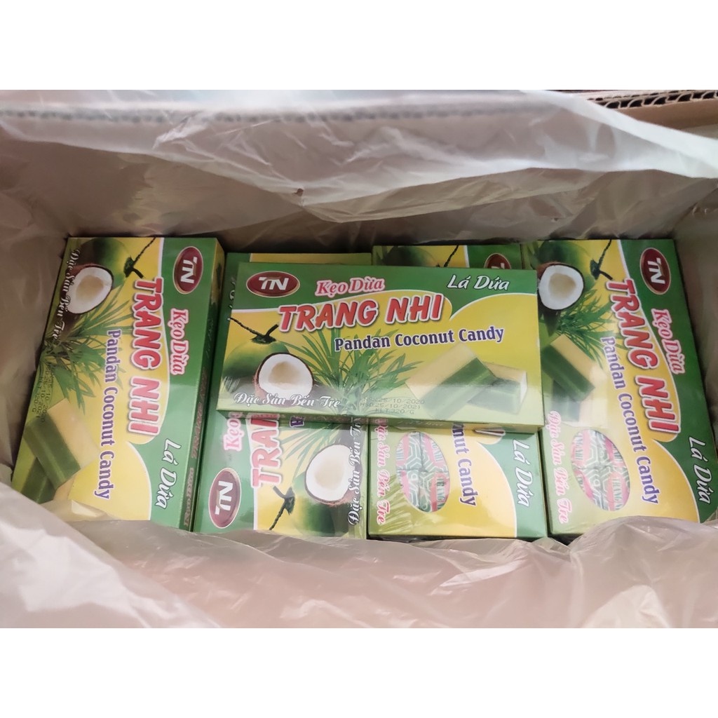 Sỉ Thùng 30 Hộp 320g Kẹo Dừa Lá Dứa Đặc Sản Bến Tre
