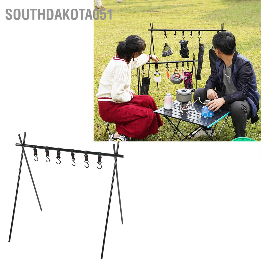 Hàng HOT Giá treo đồ dã ngoại Cắm trại, giá tam giác có thể xếp gọn 6kg Chịu tải Hợp kim nhôm Di động với 6 móc dây【Southdakota051】