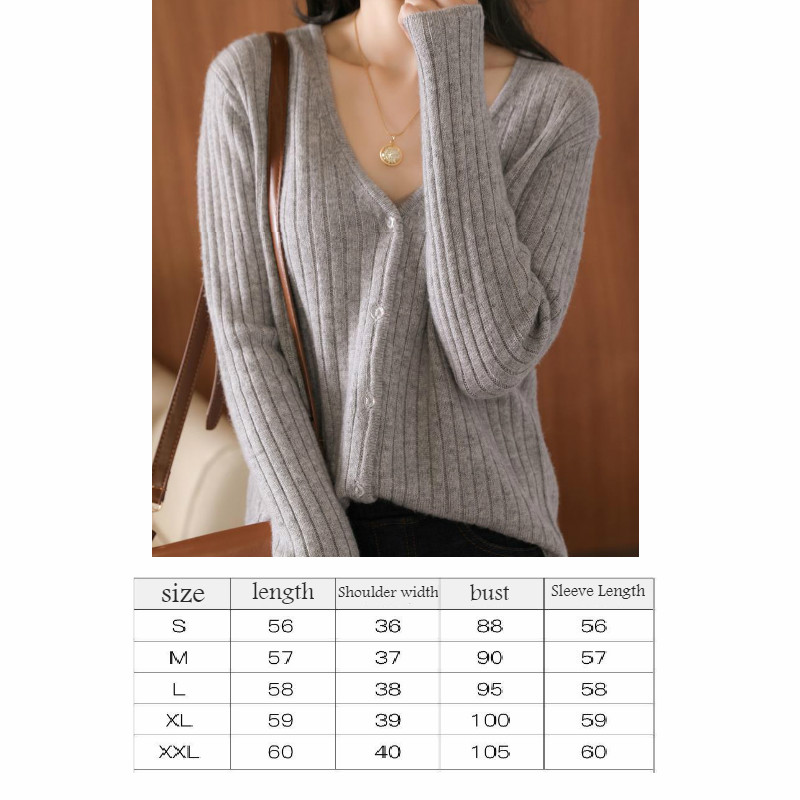 Áo Khoác Cardigan Dệt Kim Dáng Rộng Cổ Chữ V Màu Trơn Thời Trang Mùa Thu Cho Nữ