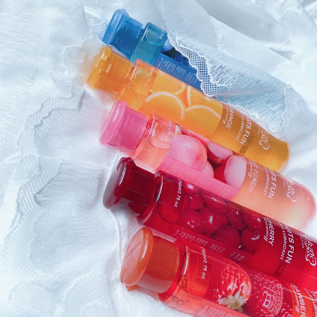 Gel Bôi Trơn Nuốt Được Fruits Fun Hương Vị Hoa Quả Đào Cam Dâu Cherry Việt Quất Chai 80ml