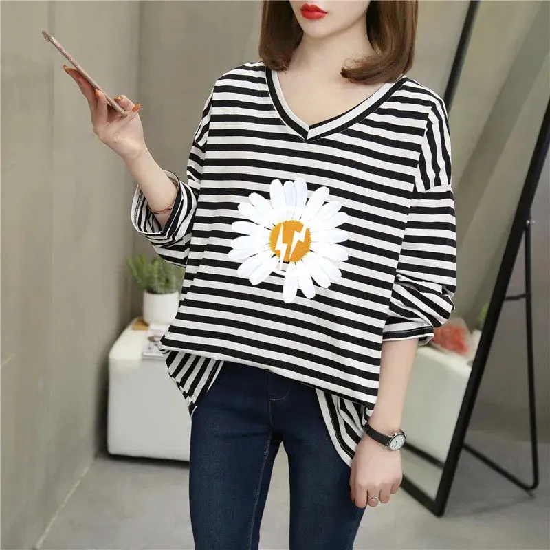 Áo Thun Nữ Dài Tay Cổ Chữ V Rộng Oversized C9517 [40-150KG]