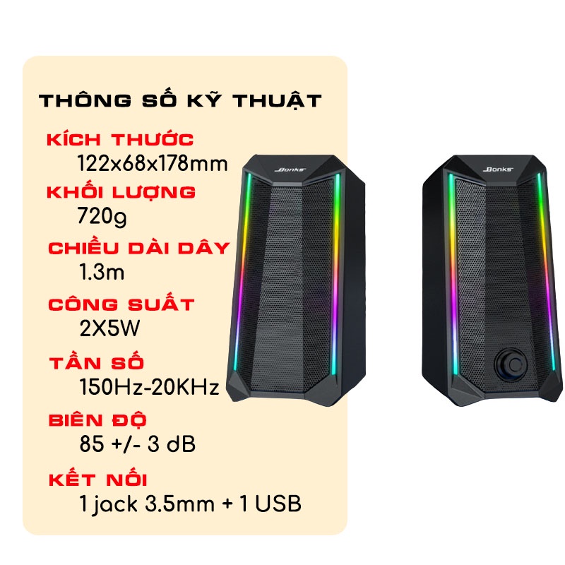 Loa máy tính Ggear SP301 loa vi tính mini để bàn gaming led siêu bass công suất lớn cho laptop pc điện thoại smartphone