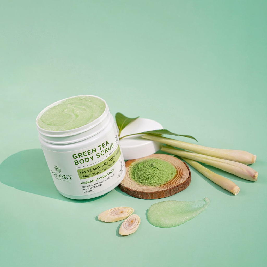 Tẩy tế bào chết body Truesky chiết xuất trà xanh 300g - Green Tea Body Scrub