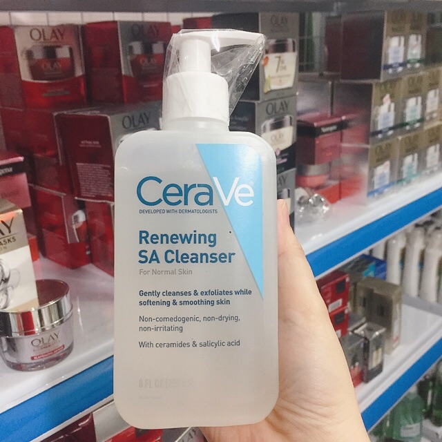 [Hàng USA] Sữa rửa mặt ngừa mụn & se khít lỗ chân lông CeraVe Renewing SA Cleanser (237ml)