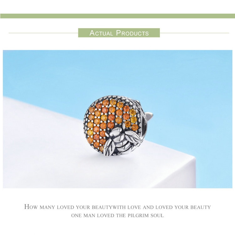 Hạt phụ kiện hiệu Bamoer hình tổ ong đính pha lê sang trọng dùng làm vòng tay DIY