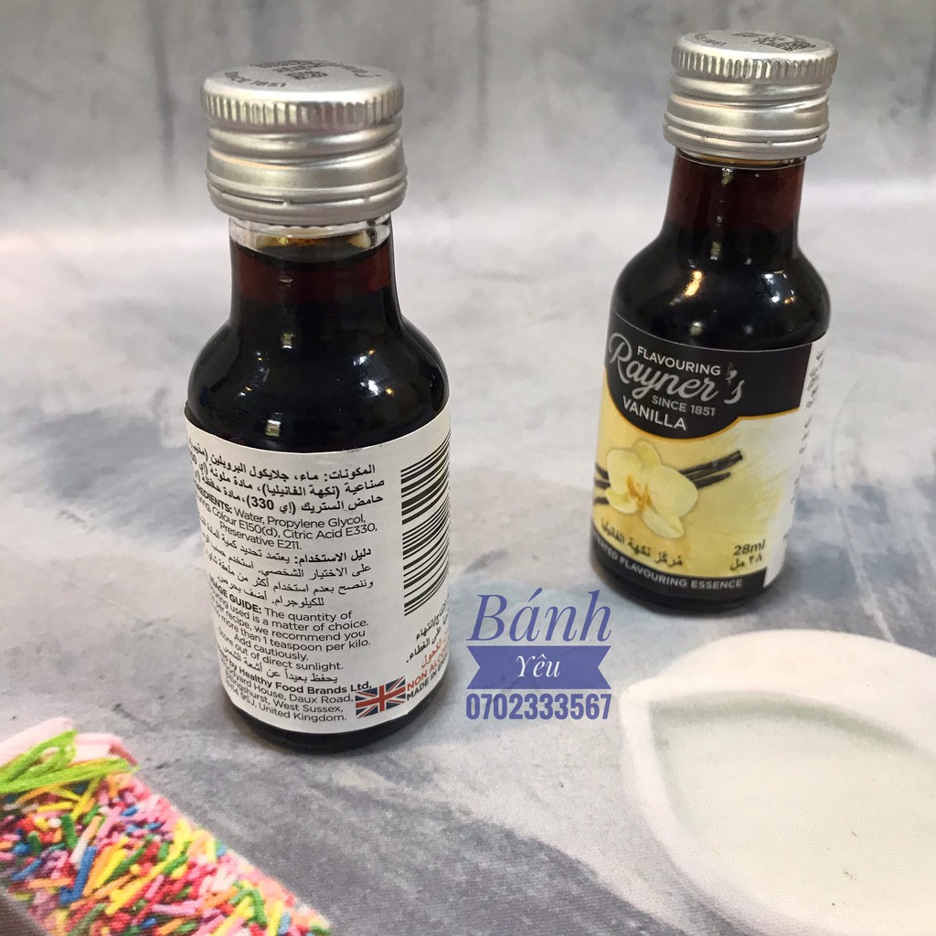 Hương Vanilla / Tinh chất Rayners tạo mùi hương cho các loại làm bánh- Vani dạng lỏng 28ml