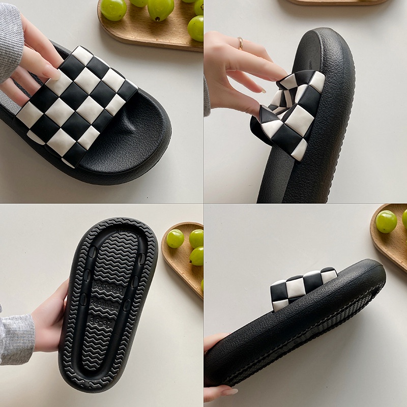 dép nữ quai ngang dép bánh mỳ caro chống trơn trượt, đi nước không hỏng - hot 2022