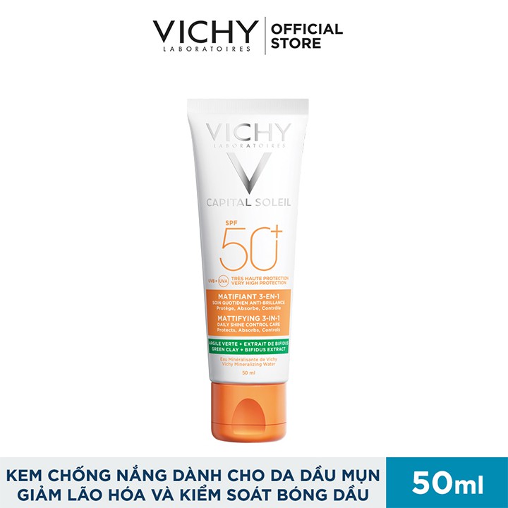 Bộ sản phẩm chăm sóc &amp; bảo vệ da dầu mụn Vichy Capital Soleil Mattifying