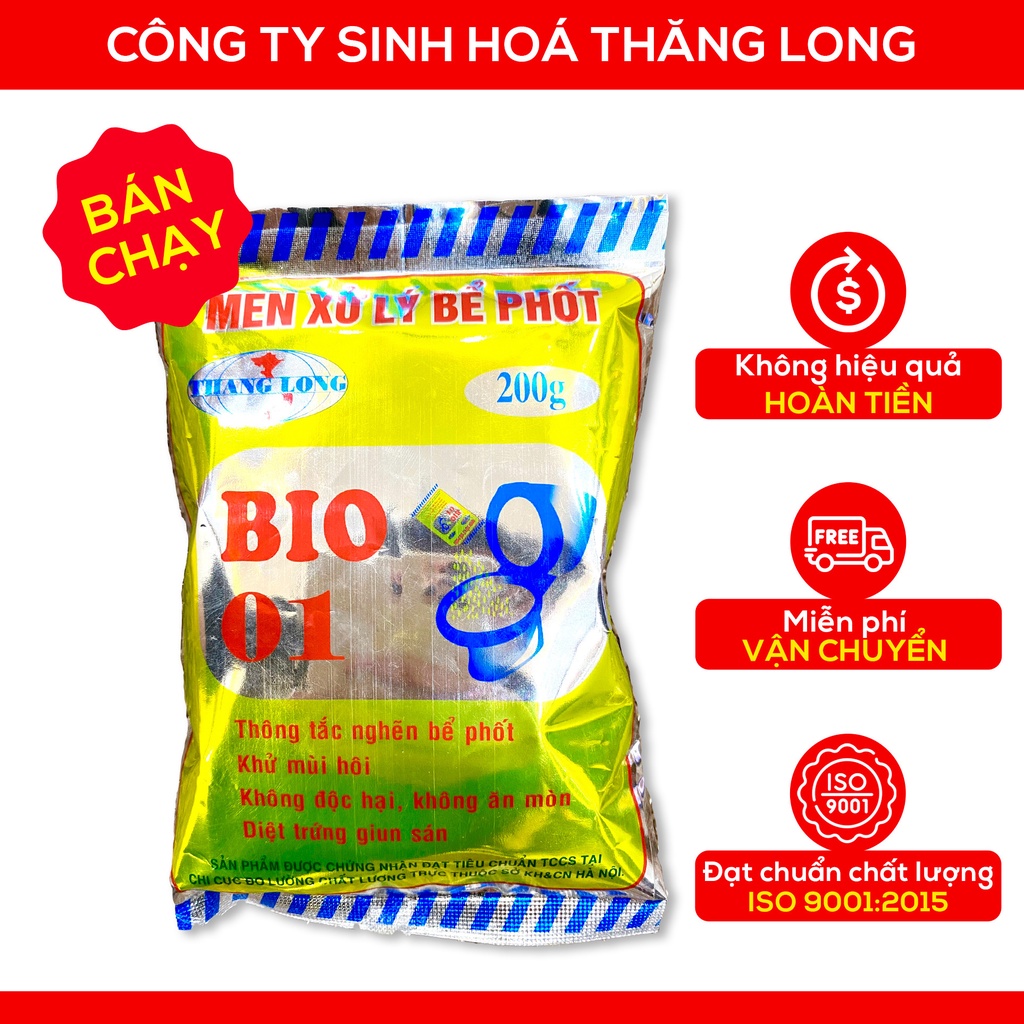 [ SỈ 10 GÓI ] Men xử lý bể phốt BIO1 gói 200g Khử mùi, tiêu bồn cầu - Không hiệu quả hoàn tiền