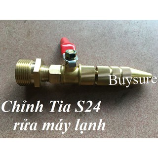 Bộ chuyển đầu dây cao áp sang béc rửa máy lạnh- Béc Chỉnh Tia S24 Đồng thau Buysure