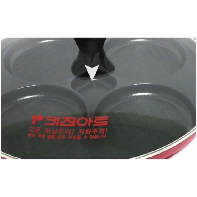 Chảo chiên bánh / trứng chống dính đa năng 4 ngăn cao cấp kèm nắp tròn cường lực Kitchen Art Hàn Quốc
