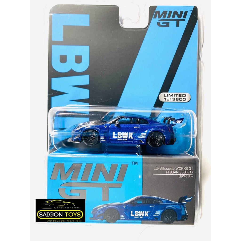 LB SILHOUETTE WORKS GT NISSAN 35GTRR LBWK BLUE - Xe mô hình cao cấp tỷ lệ 1/64 chính hãng MINIGT - Card Mỹ