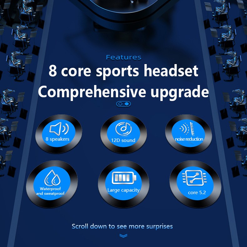 Tai Nghe Không Dây Bluetooth 5.2 TWS IPX9 Chống Thấm Nước Có Mic Chất Lượng Cao