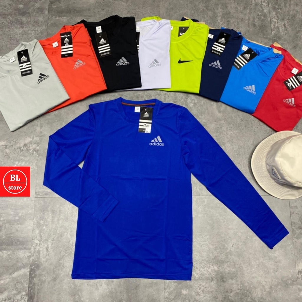 Áo thun nam tập gym body cổ tròn, Áo giữ nhiệt nam dài tay đá bóng