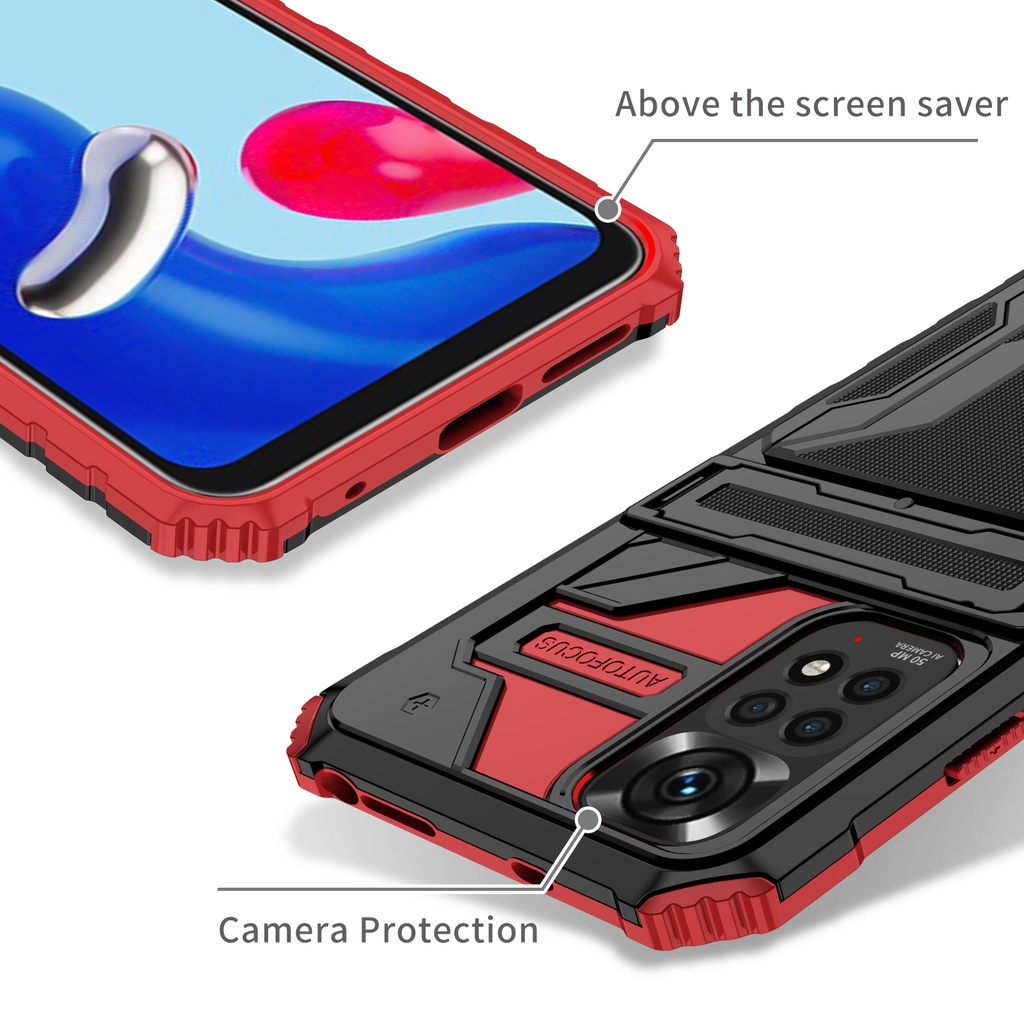 Ốp Điện Thoại TPU+PC Chống Sốc Có Ngăn Đựng Thẻ Cho Xiaomi Redmi Note 11 Global Note 11s Pro Plus Note 10 9 Pro Mat 10s 9s Ma