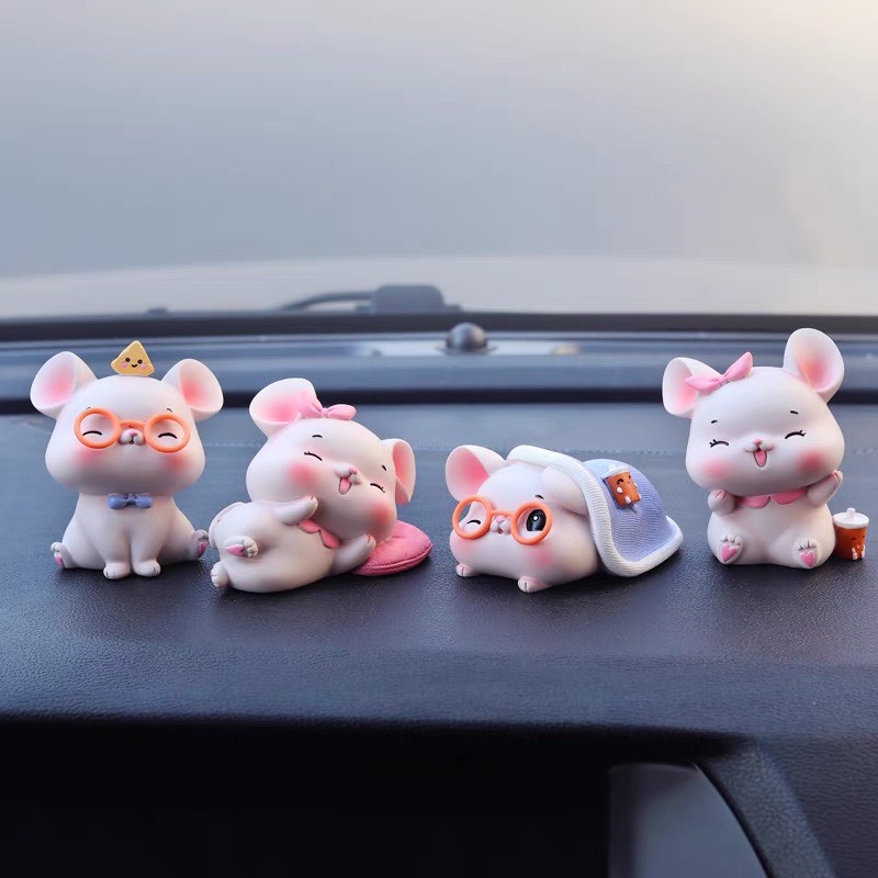 Trang Trí Taplo Xe Hơi Set Chuột Mini Dễ Thương - Phụ Kiện Xe Ô Tô , Decor taplo ô tô