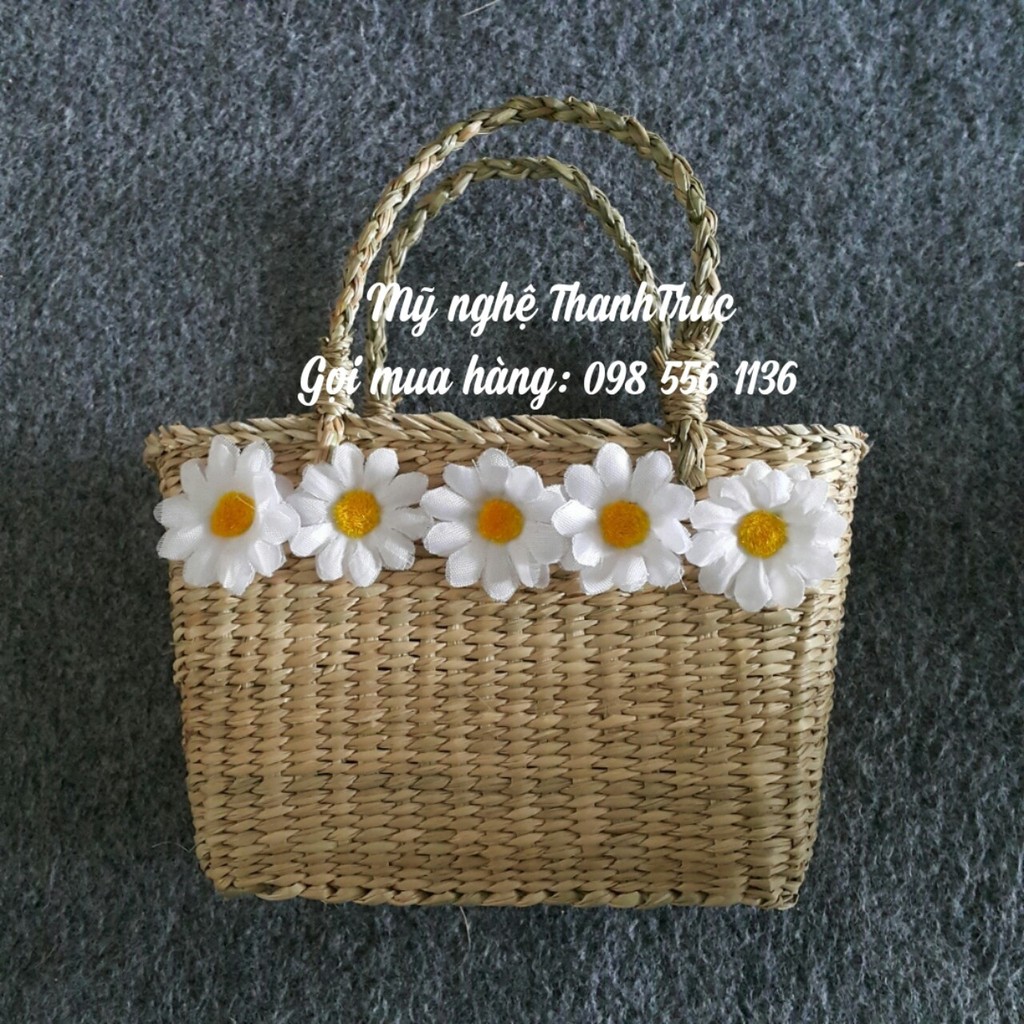 Túi cói xách tay đan dày loại to