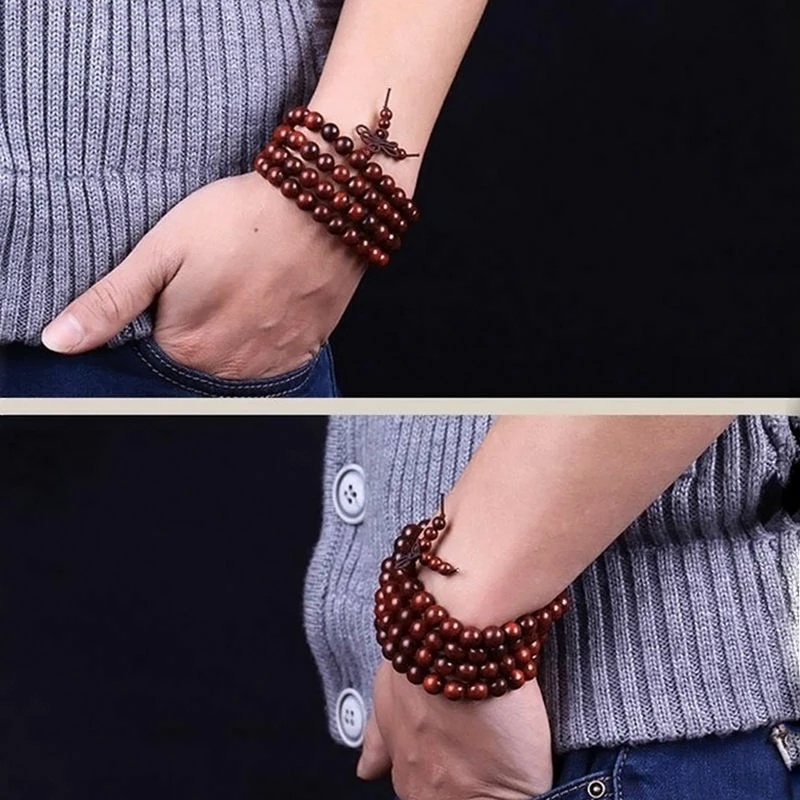 Vòng tay hạt gỗ đàn hương 6mm tùy chọn màu sắc dành cho nam và nữ