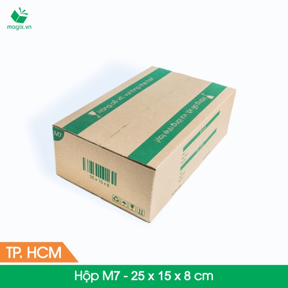 M7 - 25x15x8 cm - 60 Thùng hộp carton + Tặng 25 decal HÀNG DỄ VỠ