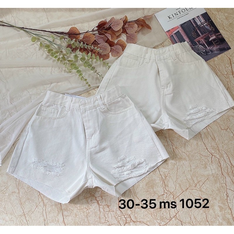 Quần short jean nữ rách màu trắng size đại đến 80kg hàng VNXK Ms1052 thời trang bigsize 2KJean