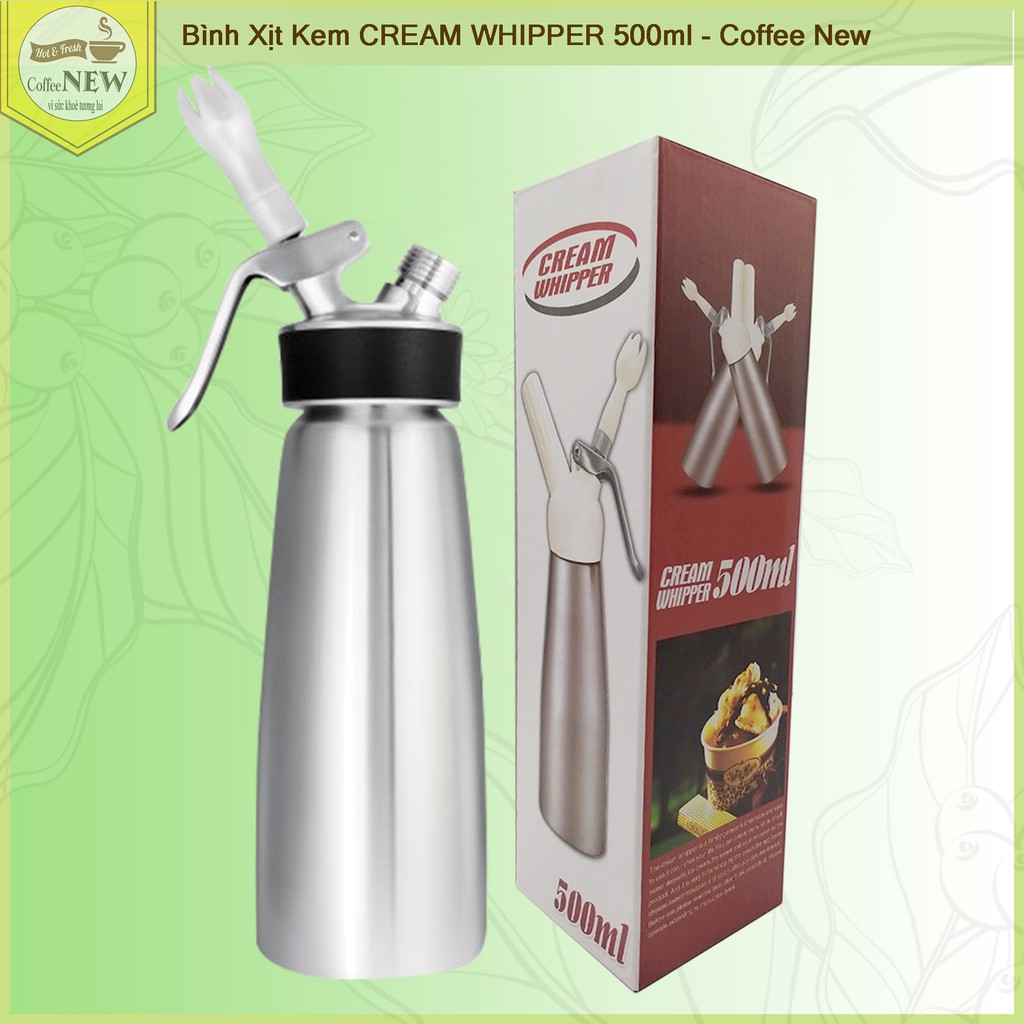 Bình Xịt Kem Tươi CREAM WHIPPER 500ml - Dòng Cao Cấp - Thân Máy Bằng thép không gỉ - Coffee New