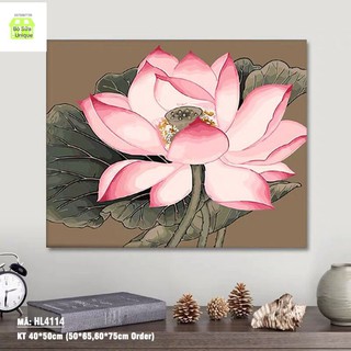 Khung dày 2.5cm Tranh số hóa tự vẽ Hoa Sen mã HL4114 SIZE 40X50CM đã căng khung và đầy đủ phụ kiện