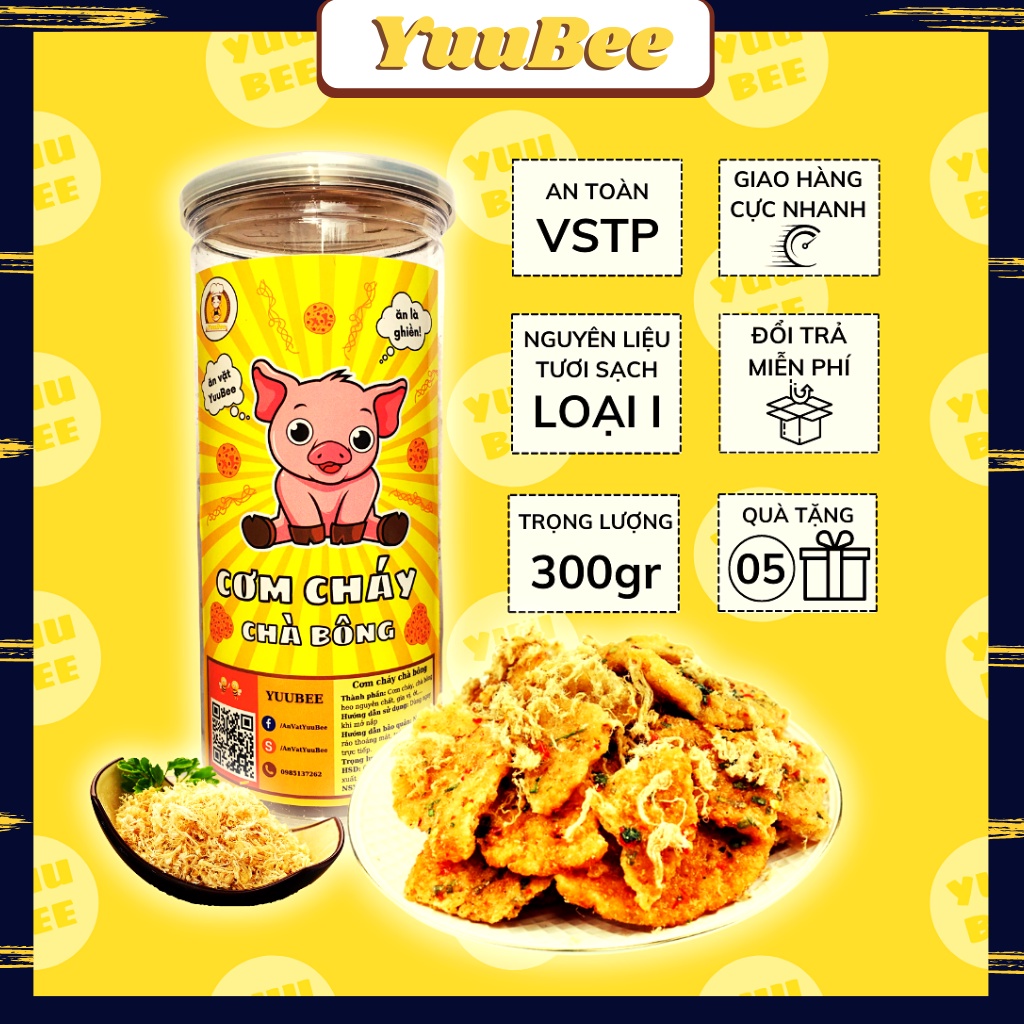 Combo 3 món cơm cháy khô gà, cơm cháy chà bông, cơm cháy khô bò 900g YUUBEE giòn ngon bổ rẻ - Đồ ăn vặt Việt Nam