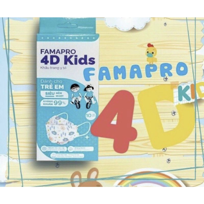 Khẩu trang y tế 4 lớp 4D 5D N95 N94 người lớn và trẻ em kháng khuẩn Famapro chính hãng