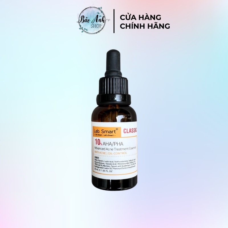 Serum 10% AHA/PHA Advanced Acne Treatment Essence giảm mụn, giảm viêm đỏ hiệu quả 30ml DrHsieh LabSmart Đài loan