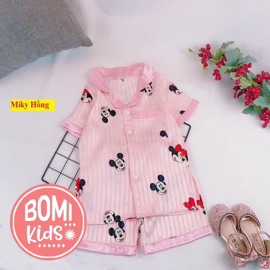 [ 20Kg - 30KG ] Đồ Bộ Bé Gái Mặc Nhà Pijama Lụa Cao Cấp Tay Ngắn