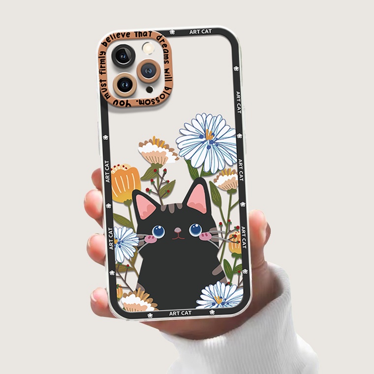 Ốp Điện Thoại Silicon TPU Mềm Trong Suốt Chống Sốc In Hình Mèo Dễ Thương Cho IPhone 14 13 12 11 Pro XS Max X XR 8 7 6 6S Plus