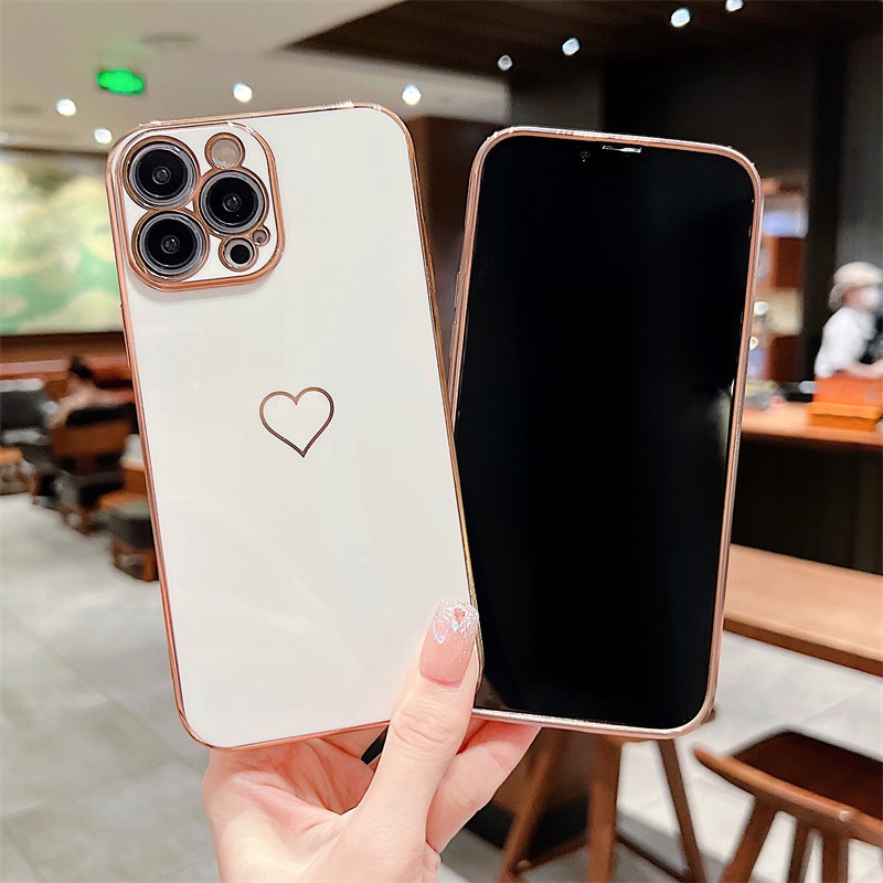 Ốp Lưng Mạ Trái Tim Nhiều Mẫu Mã Cho Điện Thoại iPhone 13 Pro Max 12 11 Pro Max