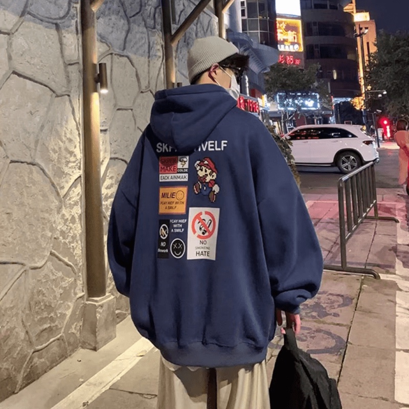 【M-5XL】Fashion Casual Japanese Men's loose hoodie letter Printed Winter Sweatshirt Unisex high quality Large size Hoods