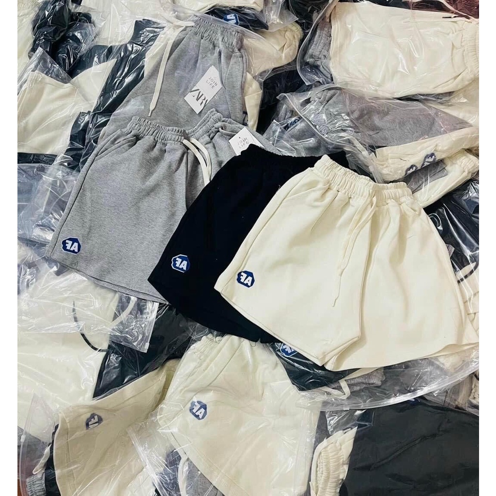 Quần short nữ UNISEX set quần FA gồm 3 chiếc chất thun màu đen/ trắng/ xám hình thật video thật