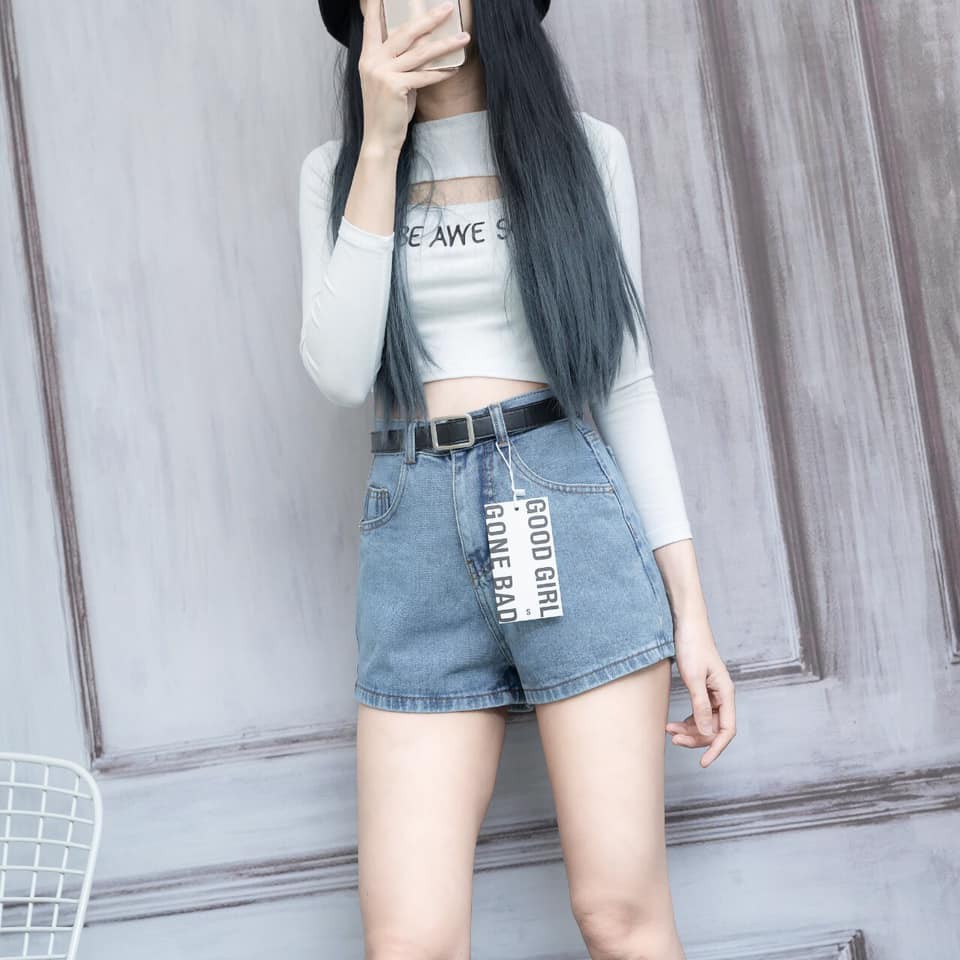 Quần đùi nữ jean cạp lưng cao quần short jean MSĐ1