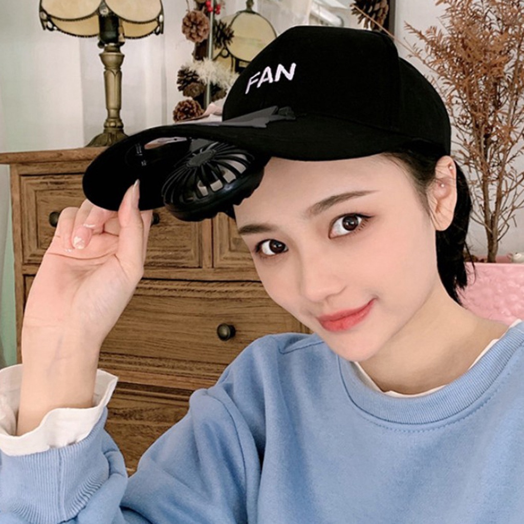 ”Nón lưỡi trai gắn quạt làm mát có cổng sạc usb tiện dụng”