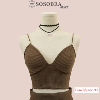 Áo bra hai dây gân tăm cotton không gọng nâng ngực gọn gàng br03