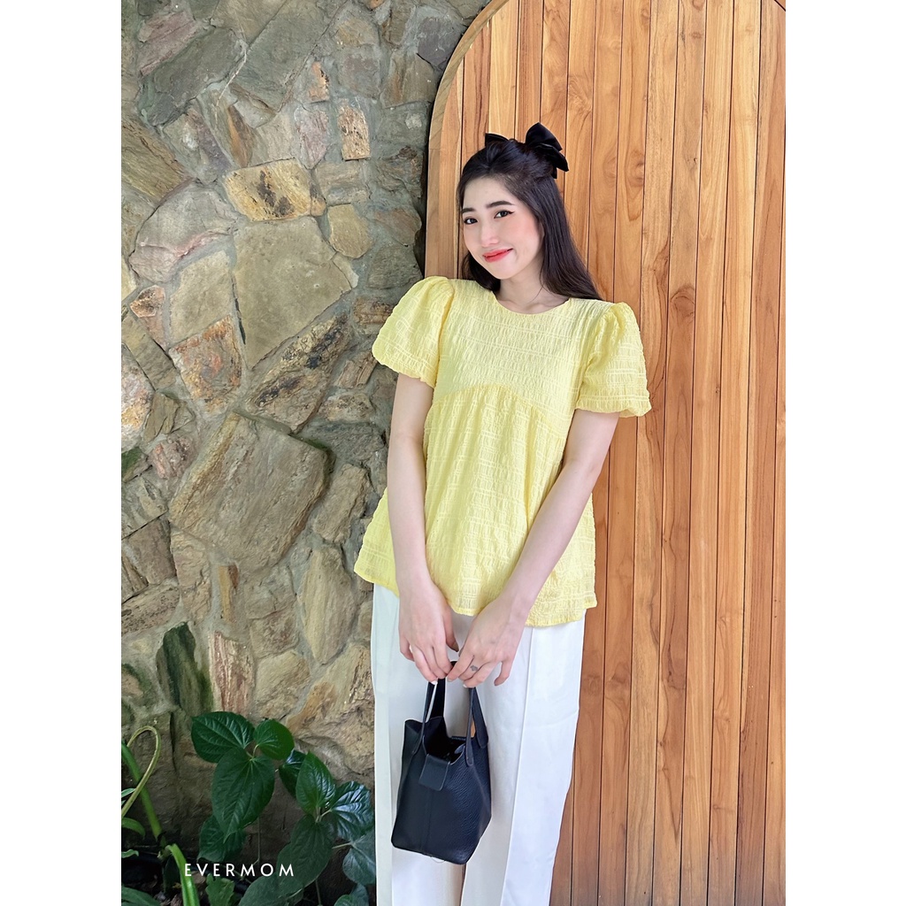 EVERMOM | Áo bầu babydoll vải xốp Hàn tay phồng