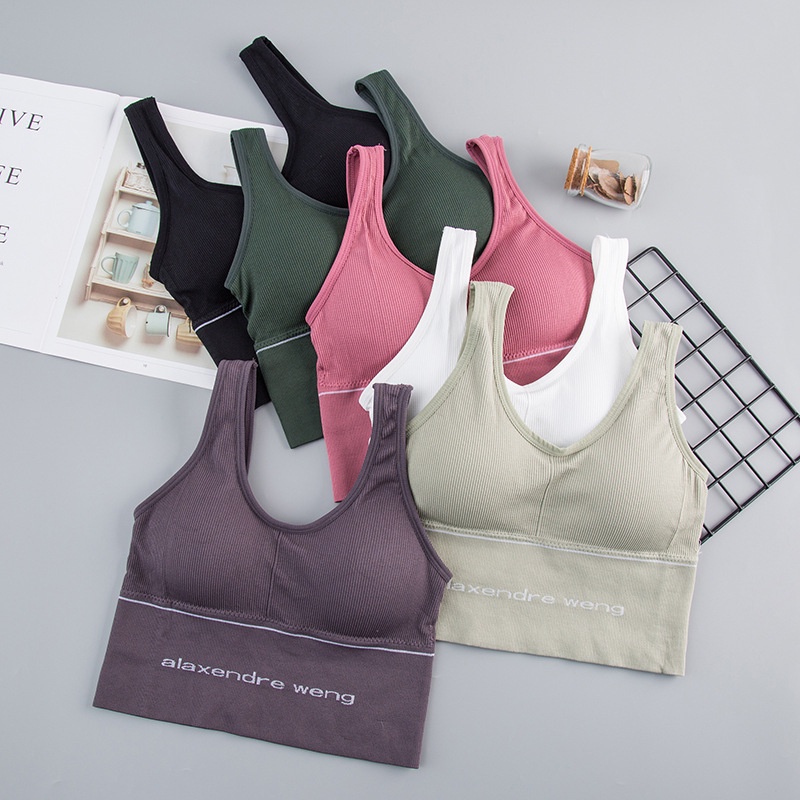 Áo bra cotton thun gân cao cấp tập gym yoga thể thao không gọng đệm nâng ngực bigsize KIMCHIBIKINI AL012