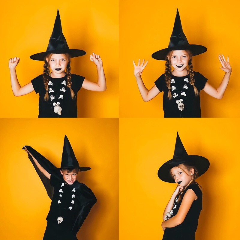 Mũ Phù Thủy Màu Đen Hóa Trang Halloween Cho Bé