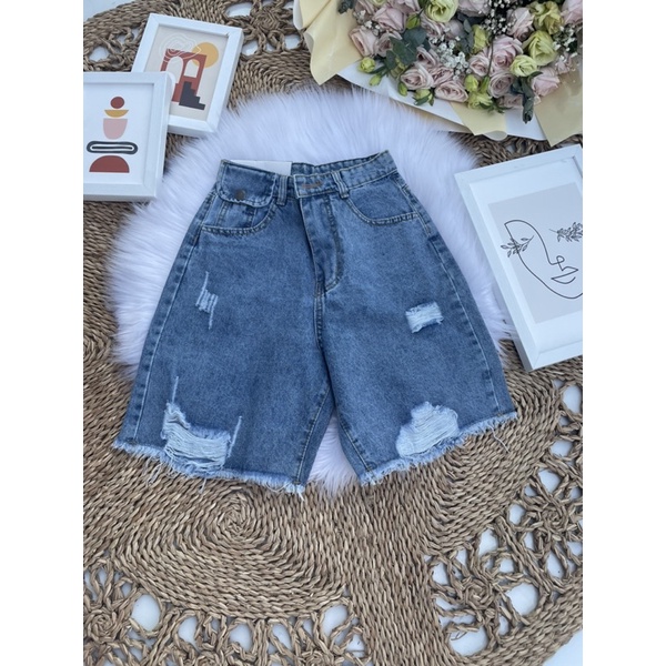 Quần jean ngố nữ bigsize quần jean ngố lưng cao quần jean ngố ống rộng rách LUMISA | BigBuy360 - bigbuy360.vn