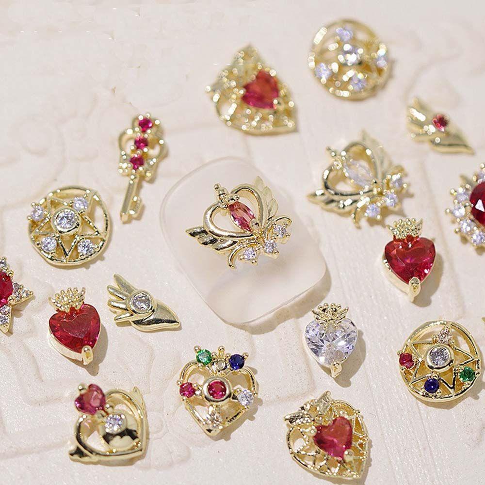 [Hàng mới về] Phụ kiện trang trí móng tay nghệ thuật thủ công 3D đính đá zircon chủ đề thủy thủ mặt trăng nhiều màu sắc