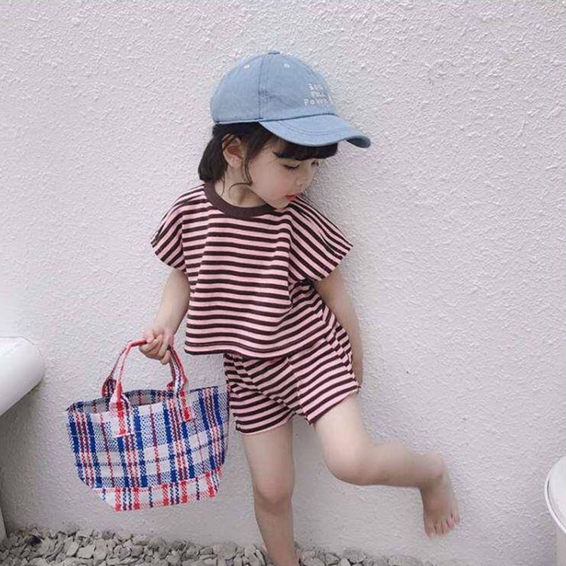 Đồ bộ cộc tay kẻ ngang cho bé mặc mùa hè dễ thương 10-25kg TANOSA