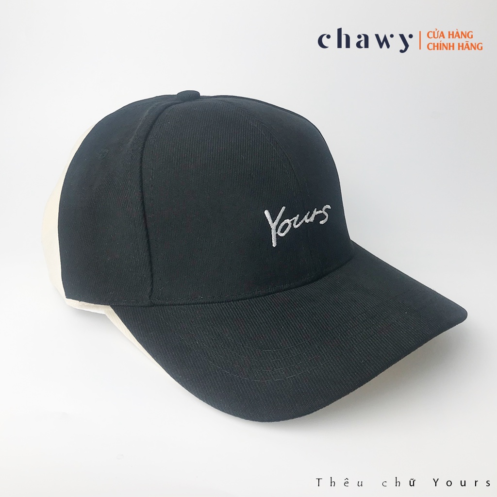 Mũ lưỡi trai cotton unisex, Nón kết nam nữ thêu chữ Yours phong cách Ulzzang Chawystore - NK18