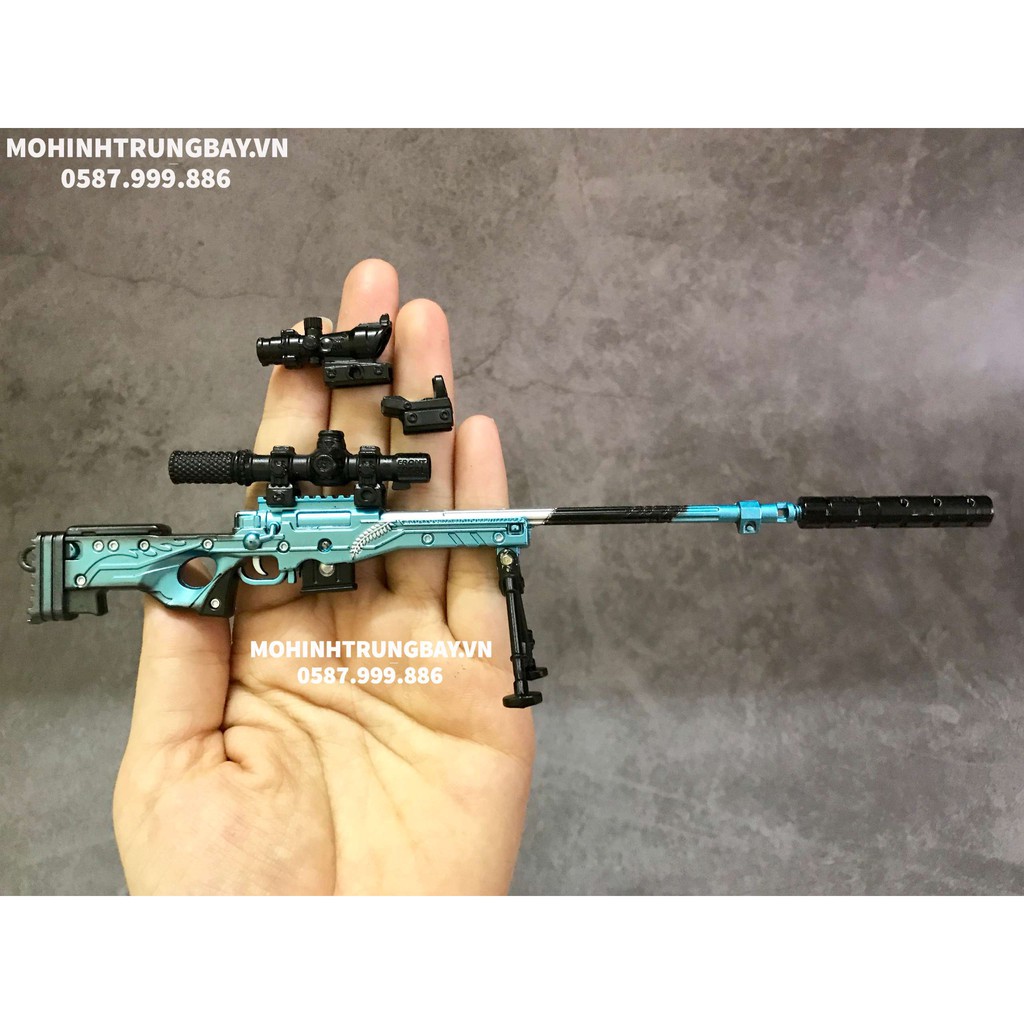 Mô Hình PUBG AWM Skin Lúa Mì Xanh Tặng Kèm 3 Scope Và Kệ Trưng Bày 19cm