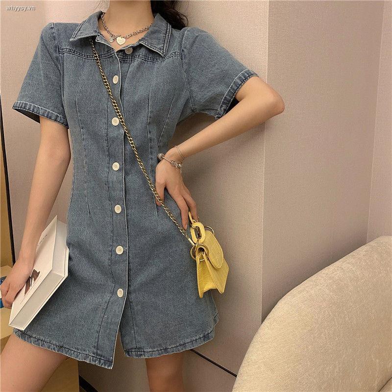 Đầm jean eo cao phong cách retro hong kong thời trang mùa hè thời thượng cho nữ
