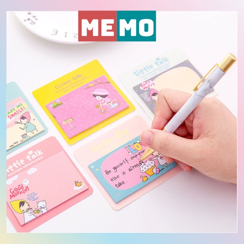 Giấy note cute, giấy ghi nhớ nhãn dán ghi chú MEMO 19 tờ hoạt hình dễ thương